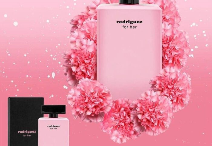 عطر ادکلن زنانه نارسیسو رودریگز صورتی فراگرنس ورد ردریگز فور هر (Fragrance World Narciso Rodriguez for Her Eau de Parfum) جعبه مشکی